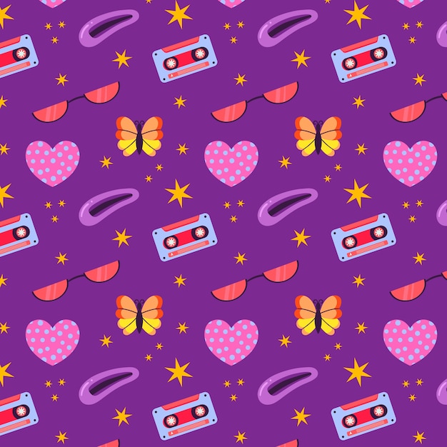 Free vector hand drawn y2k pattern illustration