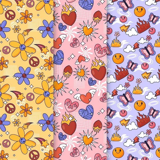 Free vector hand drawn y2k patterns design