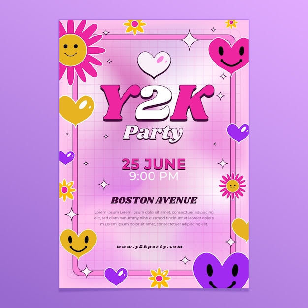 Hand drawn y2k posters template