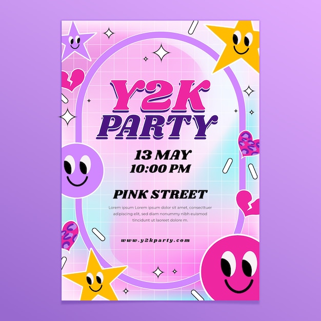 Free vector hand drawn y2k posters template