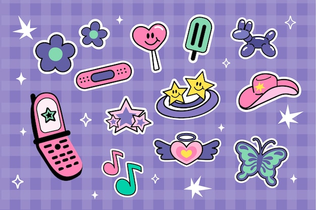 Aesthetic stickers Vectors & Illustrations for Free Download