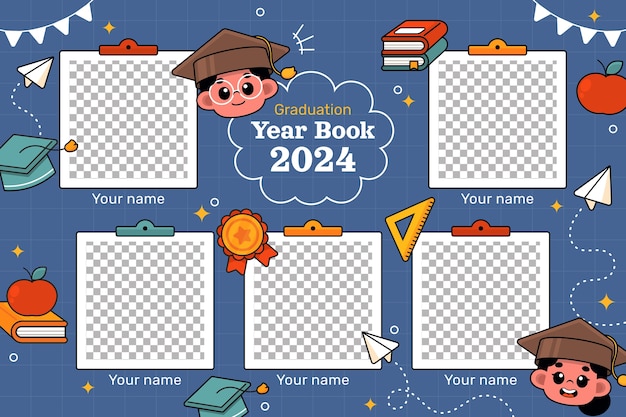 Free vector hand drawn yearbook collage template