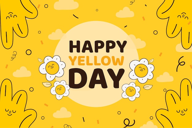 手描きの黄色の日の背景