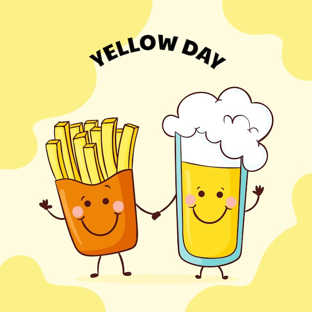 Нарисованная рукой иллюстрация желтого дня