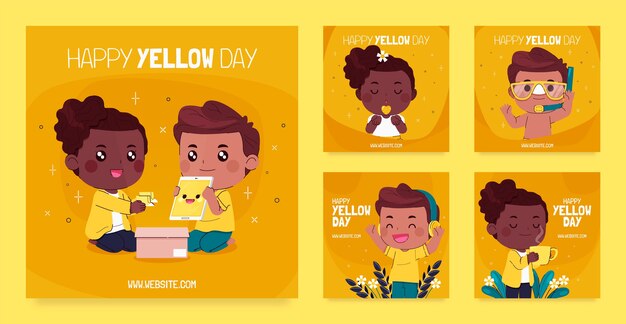 Hand drawn yellow day instagram post