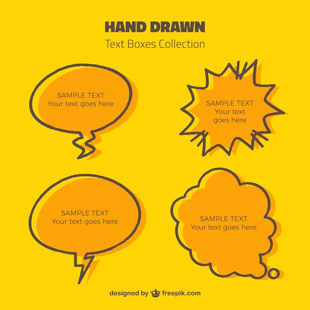 Free vector hand drawn yellow speech bubbles