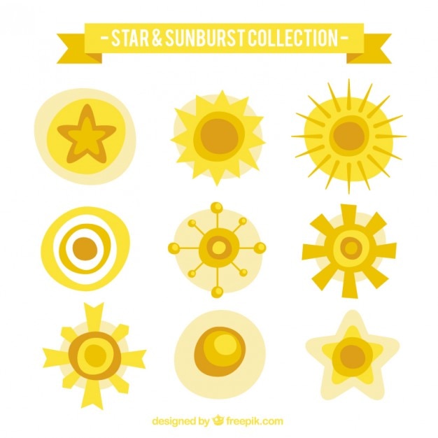 Free Vector hand drawn yellow sunburst pack