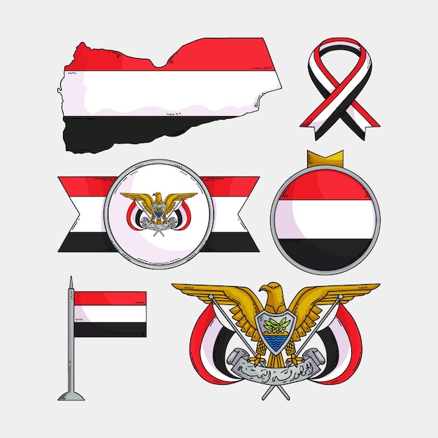 Hand drawn yemen national emblems