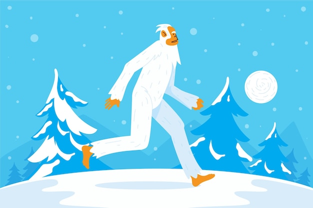 Free vector hand-drawn yeti abominable snowman illustration