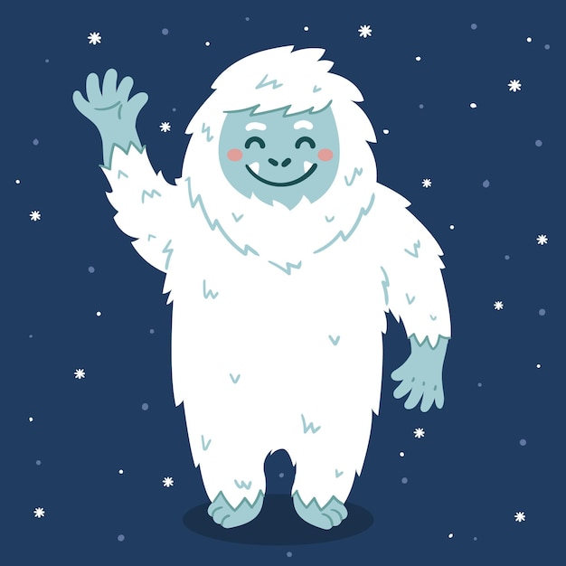 Hand-drawn yeti abominable snowman illustration