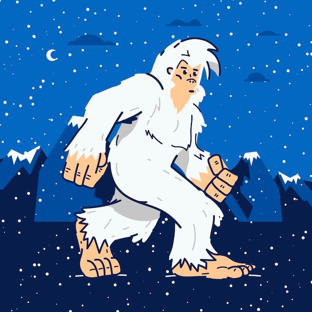 Hand-drawn yeti abominable snowman illustration