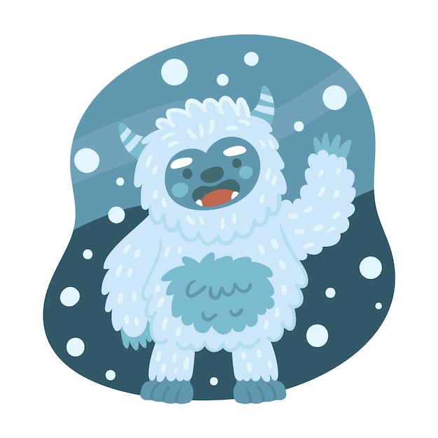 Бесплатное векторное изображение Нарисованная рукой иллюстрация ужасного снеговика йети