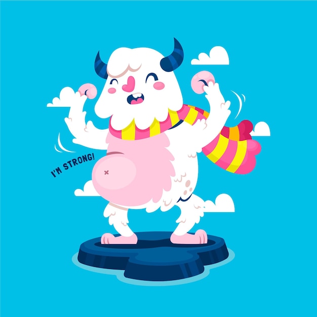 Free vector hand drawn yeti abominable snowman illustration