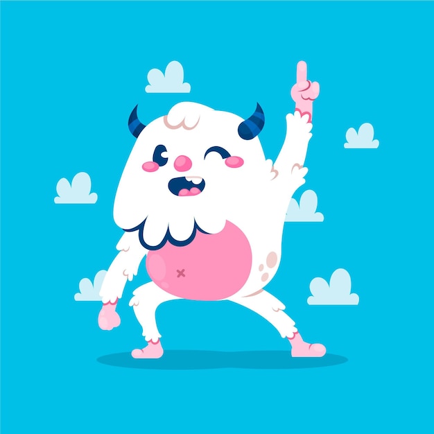 Free vector hand drawn yeti abominable snowman illustration