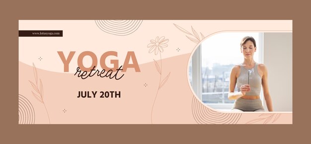 Hand drawn yoga retreat facebook cover