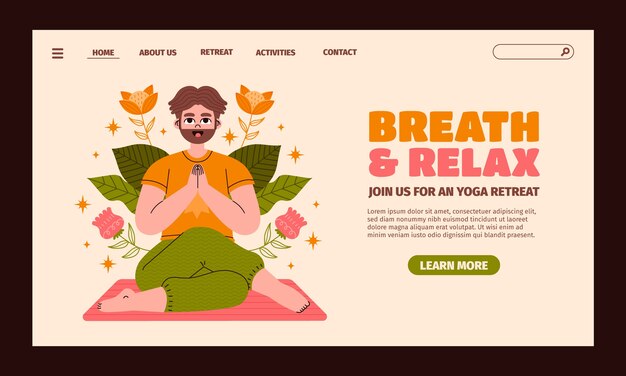 Hand drawn yoga retreat landing page