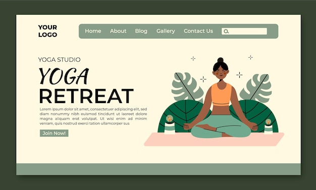 Modello di ritiro yoga disegnato a mano