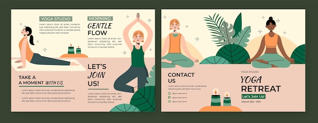 Free vector hand drawn yoga retreat template