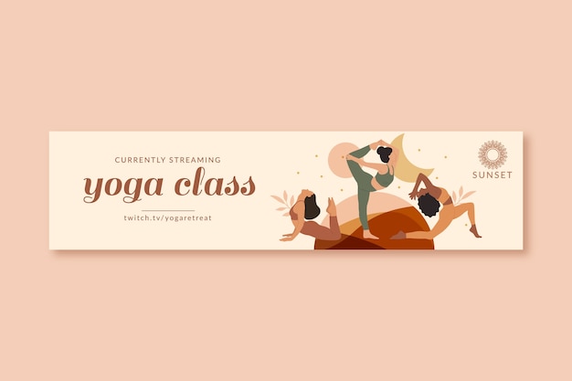 Vettore gratuito bandiera di twitch ritirata di yoga disegnata a mano