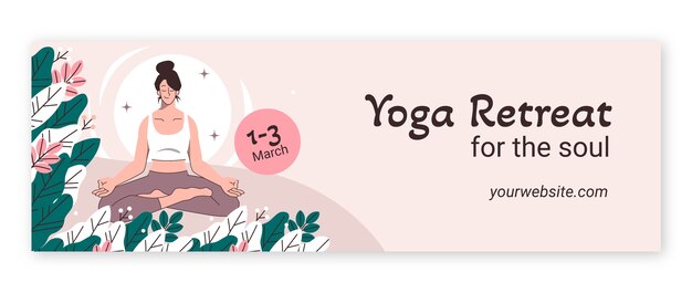 Free vector hand drawn yoga retreat twitter header