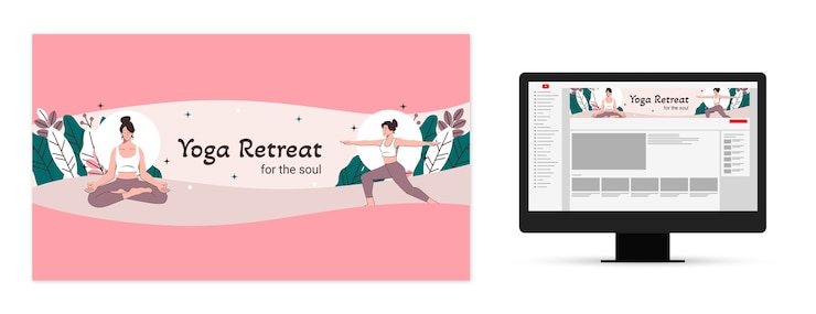 無料Vector 手描きヨガ リトリート youtube チャンネル アート
