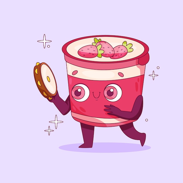 Free vector hand drawn yogurt cartoon illustration