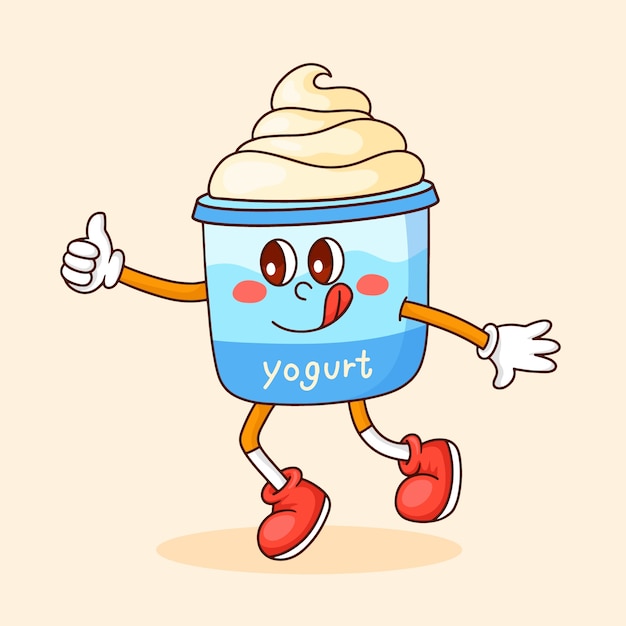 Hand drawn yogurt cartoon illustration