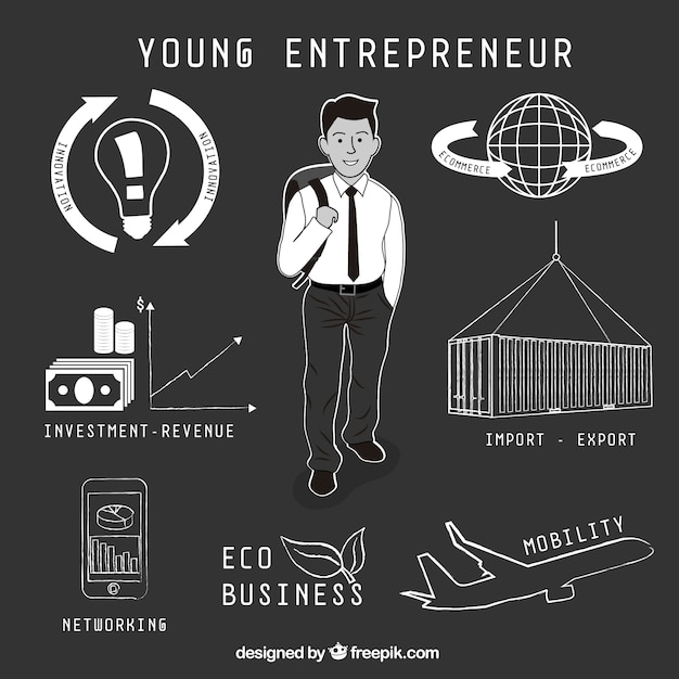 Free vector hand drawn young entrepreneur