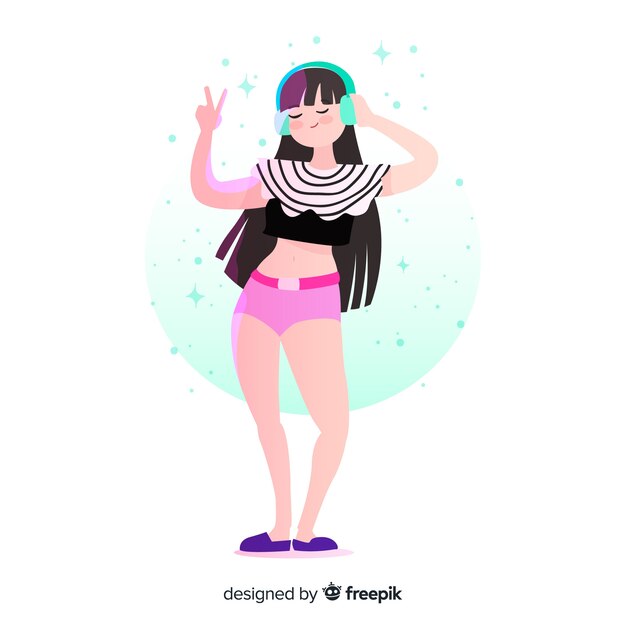 손으로 그린 젊은 사람들이 춤을 그림