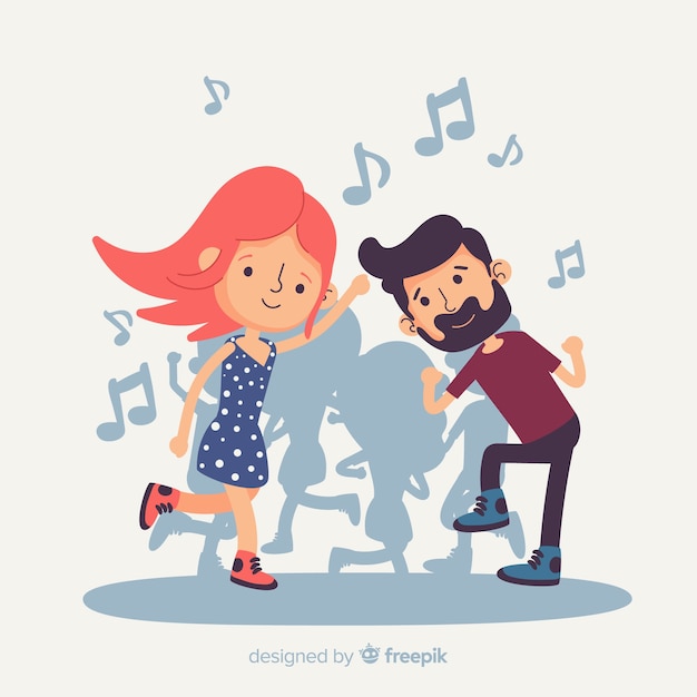 Free vector hand drawn young people dancing illustration
