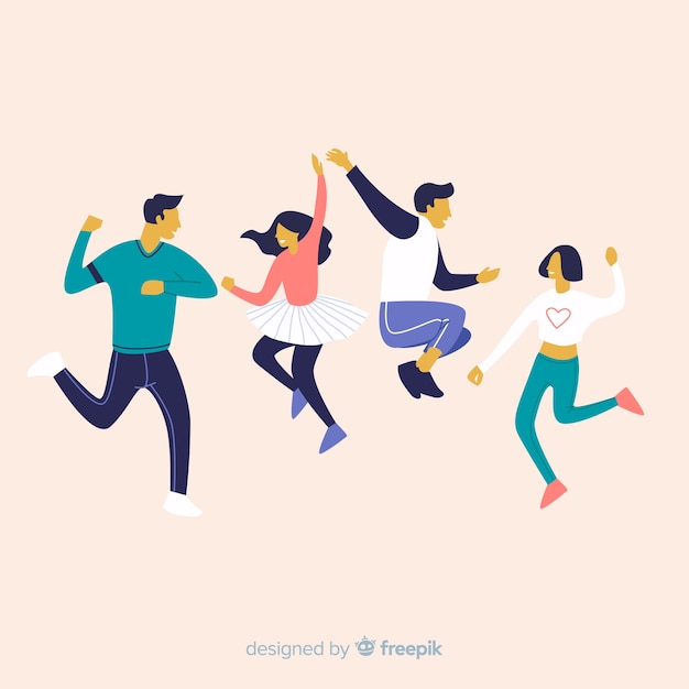 Free vector hand drawn young people dancing pack