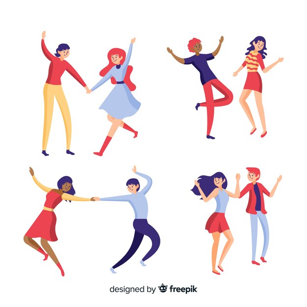 Hand drawn young people dancing