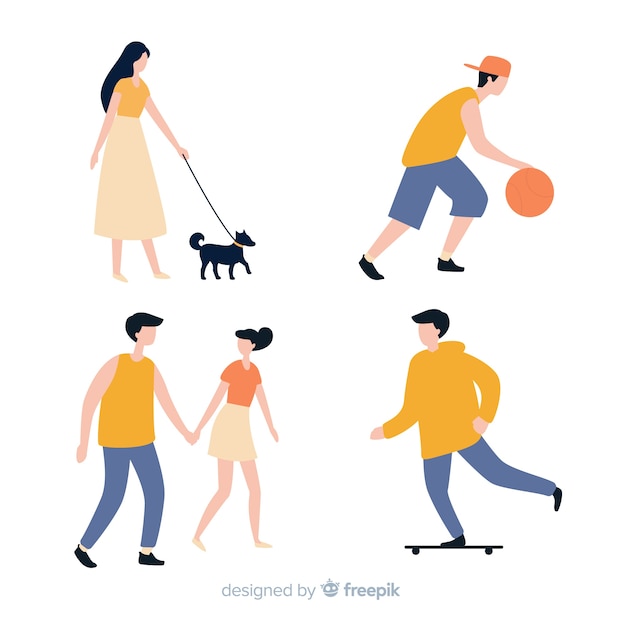 Free vector hand drawn young people doing outdoor activities