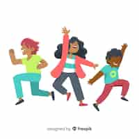 Free vector hand drawn young people jumping