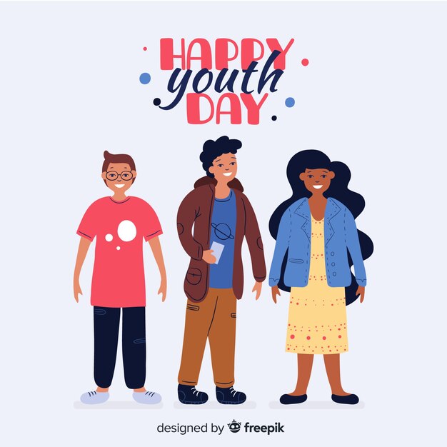 Free vector hand drawn youth day background with young people