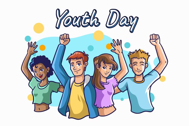 Hand drawn youth day concept