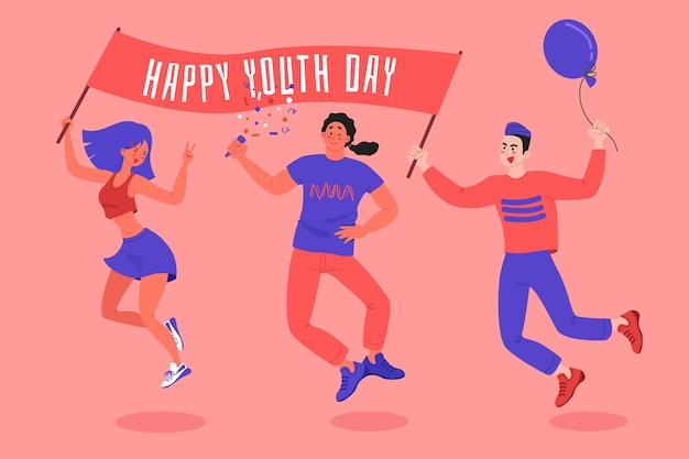 Hand drawn youth day concept