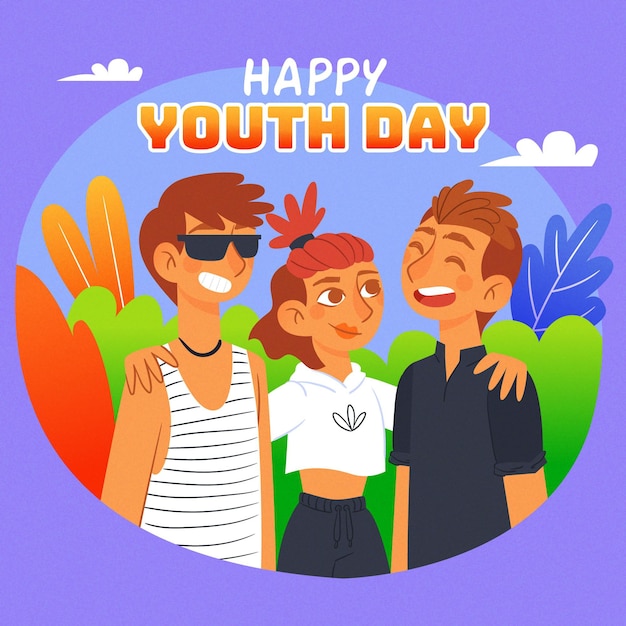 Hand drawn youth day concept