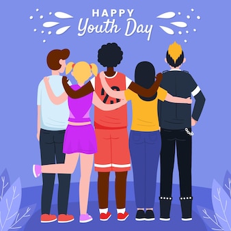 Hand drawn youth day - people hugging together