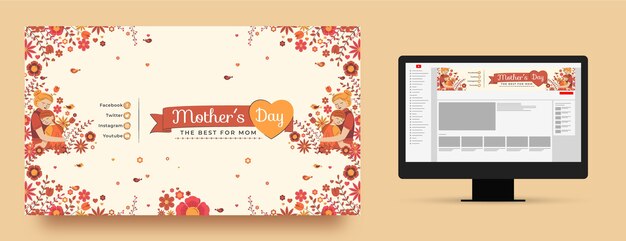 Бесплатное векторное изображение Ручной обращается искусство канала youtube для празднования дня матери