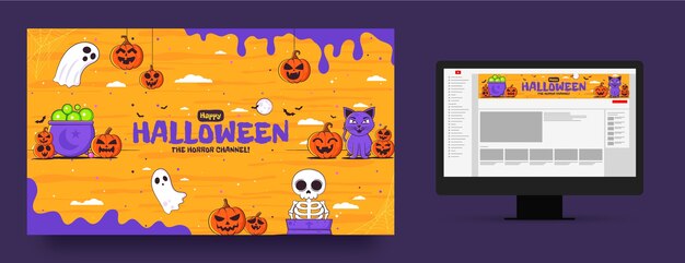 hand drawn youtube channel art for halloween season