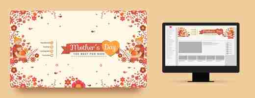 Free vector hand drawn youtube channel art for mothers day celebration