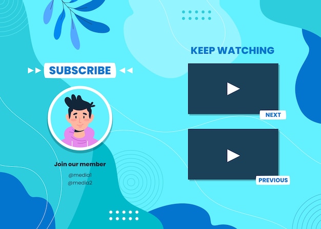 Free vector hand drawn  youtube end screen template