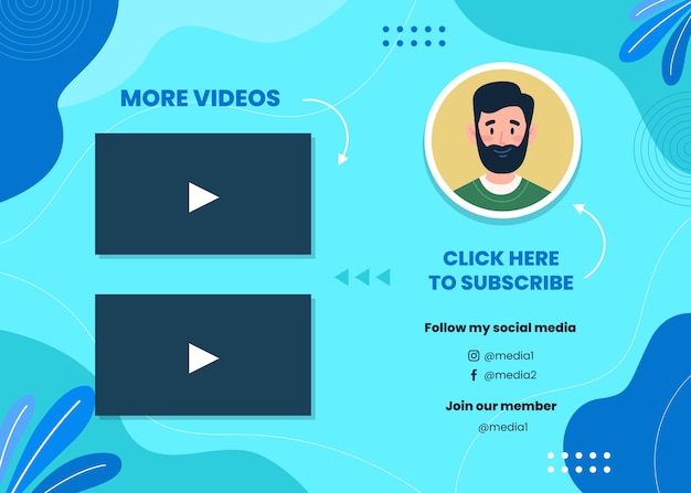 Free vector hand drawn  youtube end screen template