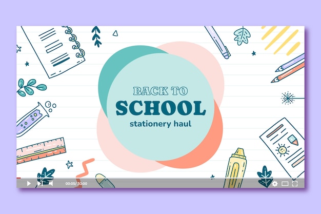 Hand drawn youtube thumbnail for back to school season