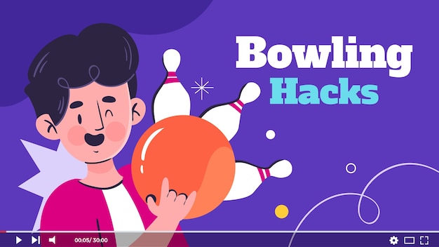 Vettore gratuito modello di bowling in miniatura di youtube disegnato a mano