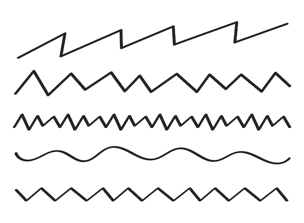 Бесплатное векторное изображение Нарисованные вручную зигзагообразные линии