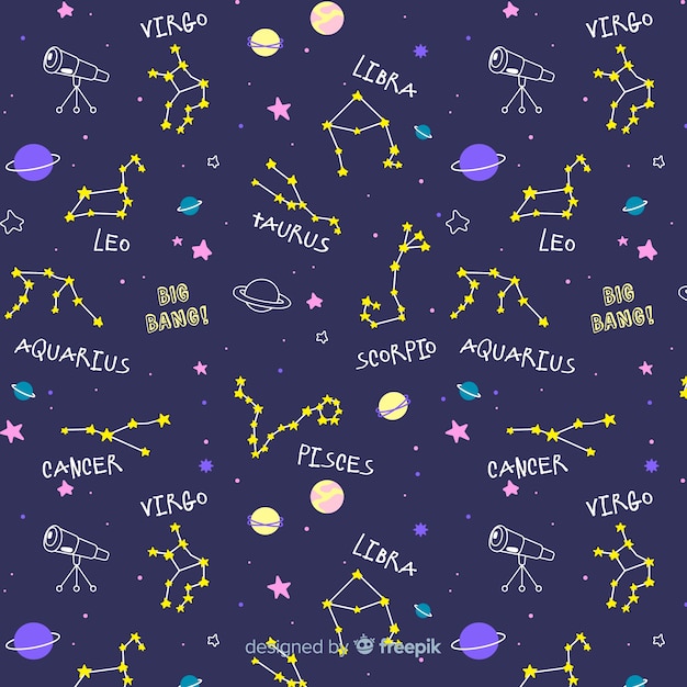 Free vector hand drawn zodiac pattern