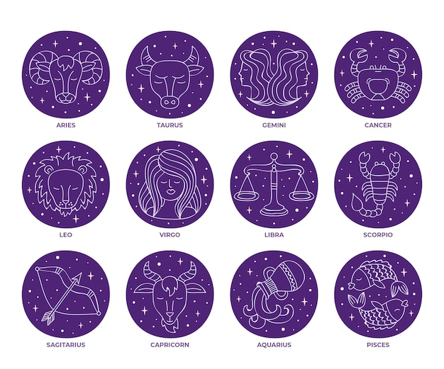 Free vector hand drawn zodiac sign collection