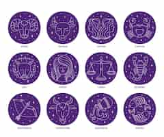 Free vector hand drawn zodiac sign collection